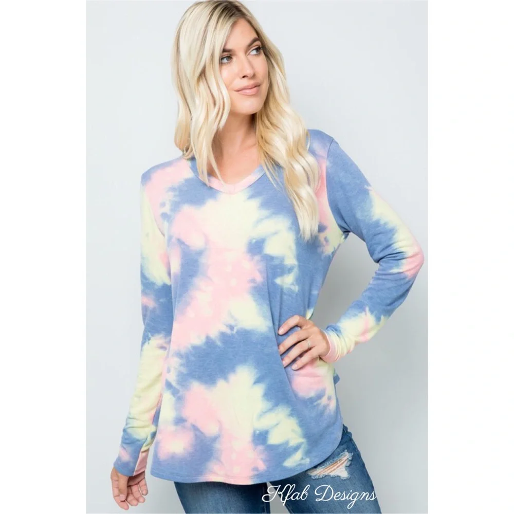 ❤️LAST 1! V Neck Super Soft Tie Dye Top! - Picture 3 of 6